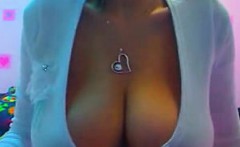 Busty big tit brunette milf teases on webcam