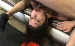 April Dawn With Her Tits Tied Up Face Fucked On Floor