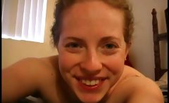 Sweet blonde amateur masturbates while talking to camera