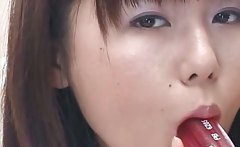 Asian minx shows cunt hole in close-up