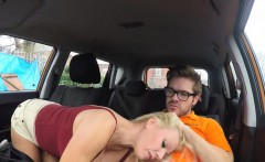 Huge tits blonde Milf bangs in driving school