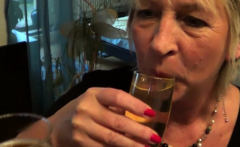 Old mature milf make piss party with young boy
