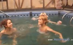 Three Danish Teenies In The Pool