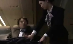 Japanese stewardess dissuade guy from masturbating on plane