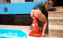 Fucking Her Ass With a Filthy Road Cone