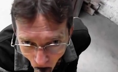 Old Salesman Blowing Black Cock In A Hardware Store