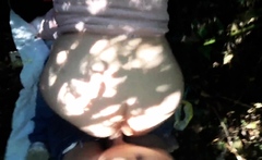 Ass fucking my wife in a public park