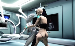 Alien lesbian sex and Female android in the sci-fi lab
