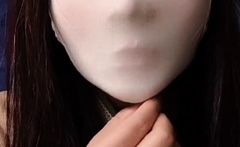 slut chinese wear tight mask on the train