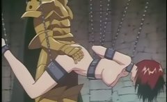 Chained hentai gets dildoed ass and wetpussy