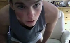 Cute amateur twink shows his big dick on webcam