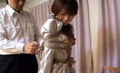 Asian rope bound toyed and waxed